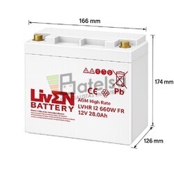 Bater�a 12 Voltios 28 Amperios LVHR12-660W | Liven Battery